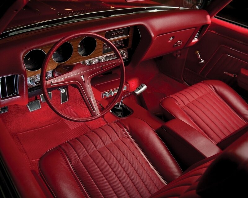 Red interior of classic car