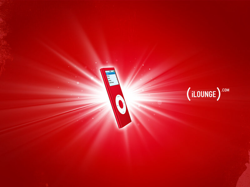 Red iPod with light burst