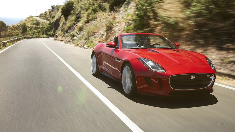 Red Jaguar Convertible — Dynamic, Afternoon