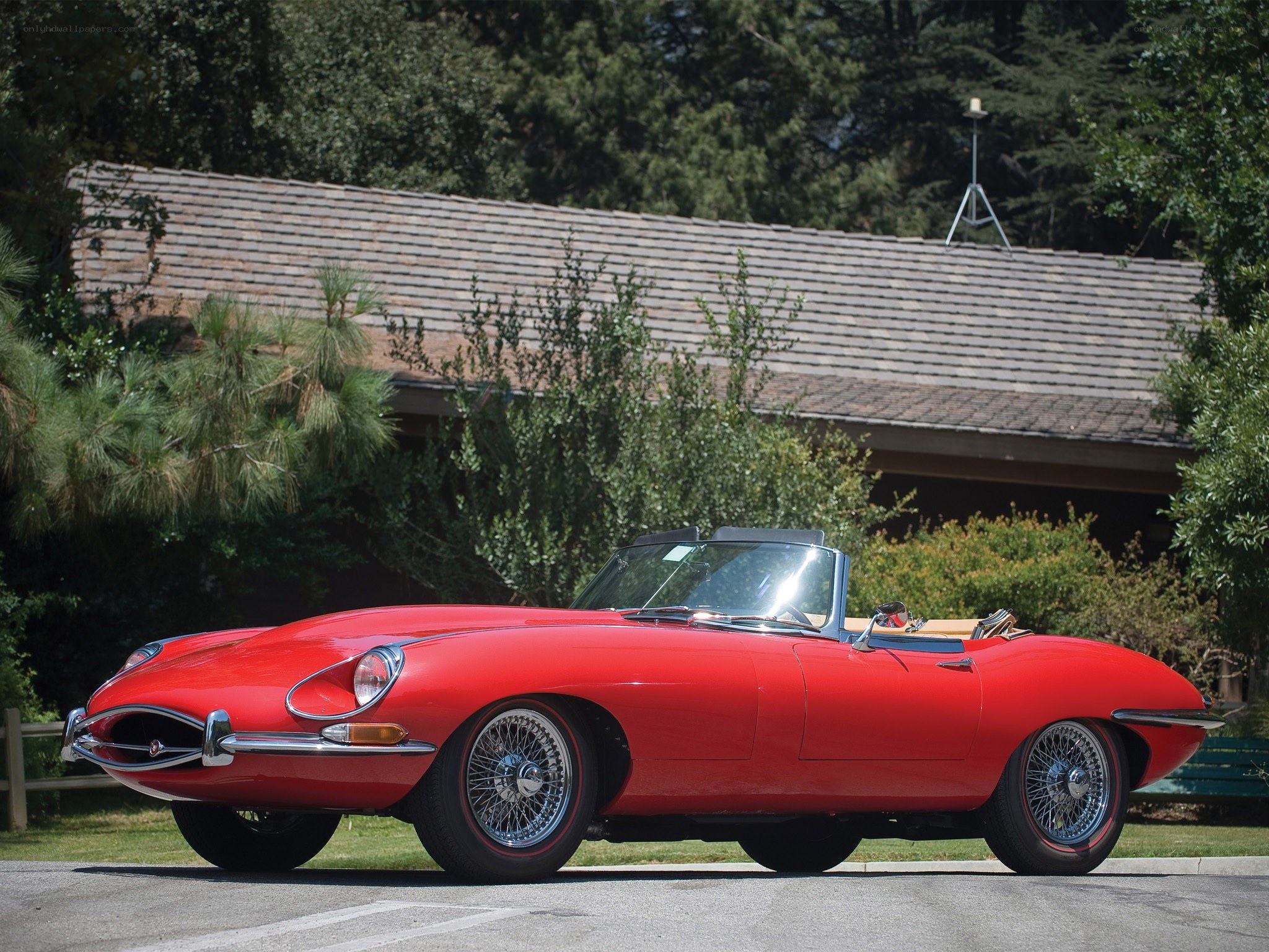 Red Jaguar E-Type convertible