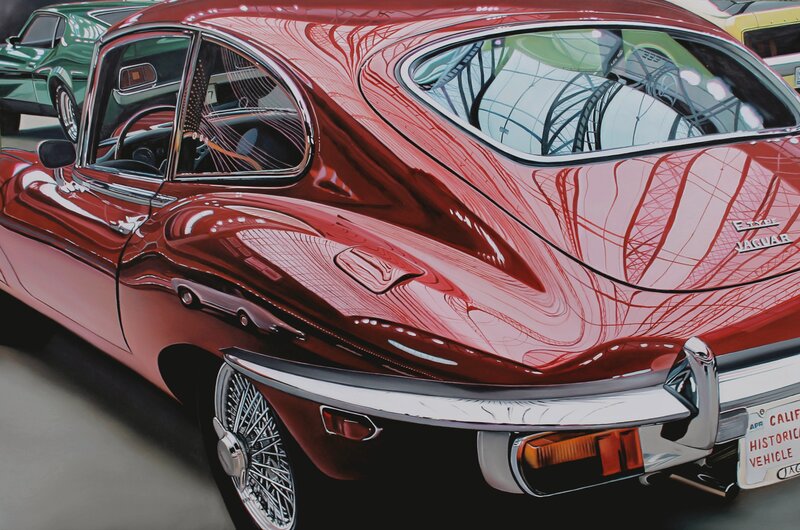 Red Jaguar E-type Coupe — Dramatic