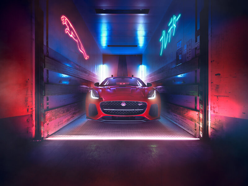 Red Jaguar F-type — Dramatic, Night