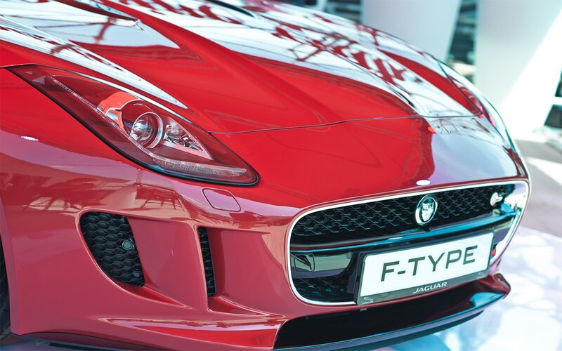 Red Jaguar F-Type front view