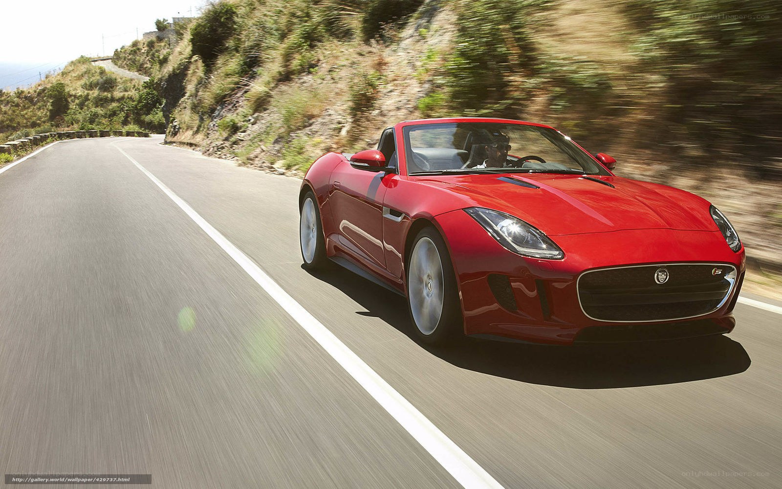 Red Jaguar F-Type on coastal road