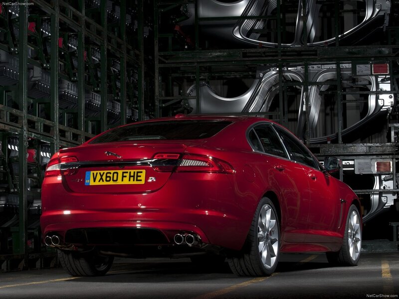Red Jaguar XF R in factory
