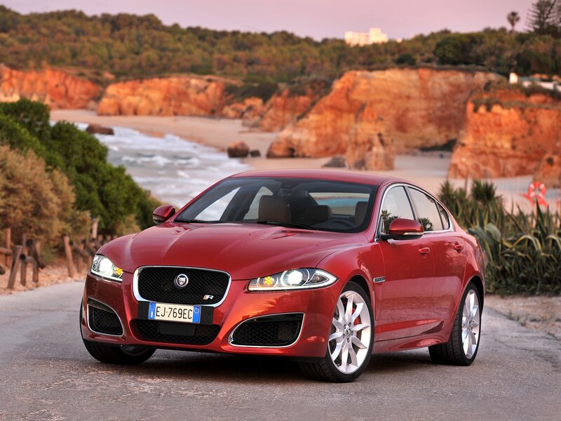 Red Jaguar Xfr Sedan — Serene, Sunset