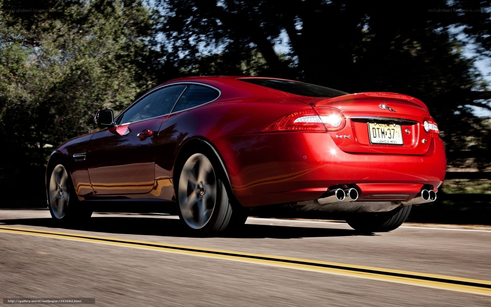 Red Jaguar XK in motion
