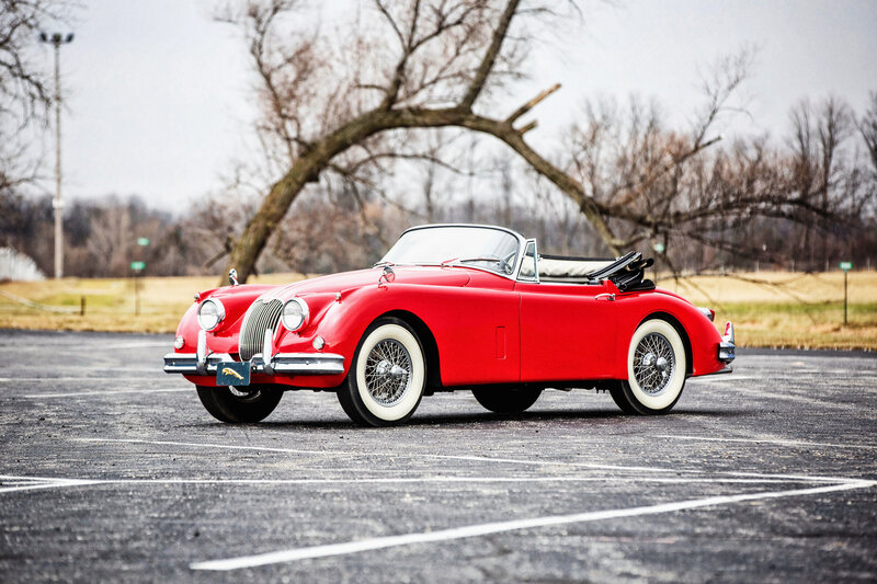 Red Jaguar XK120 Convertible