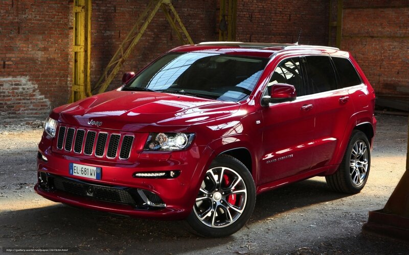 Red Jeep Grand Cherokee — Dramatic, Photograph, Brick Wall, Car