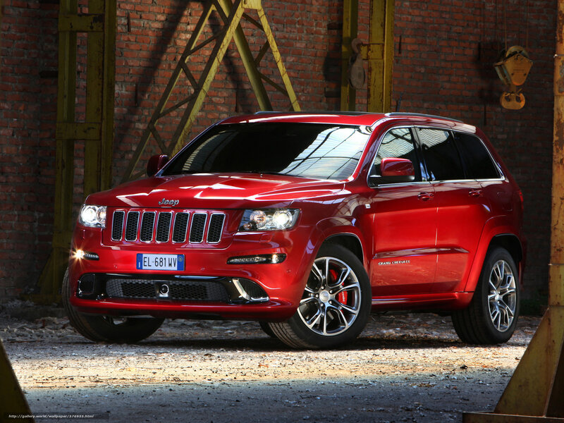 Red Jeep Grand Cherokee — Dramatic, Photograph, Brick Wall