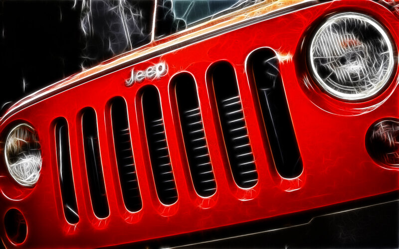 Red Jeep Grille Close-Up
