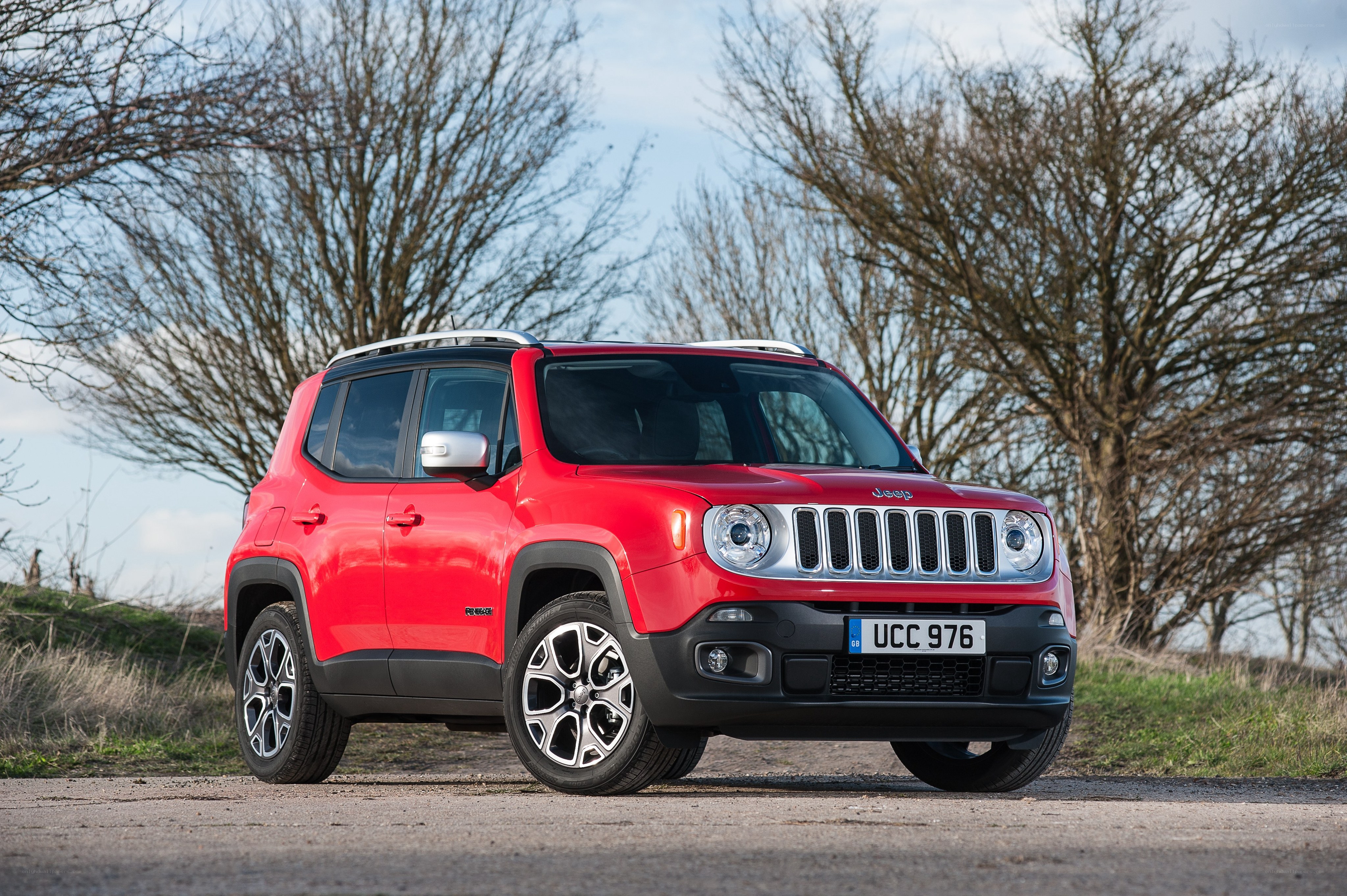 Red Jeep Renegade parked outdoors