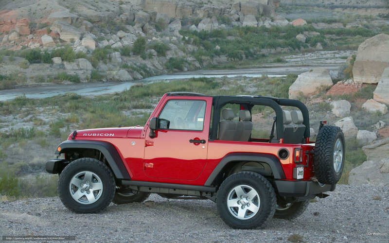 Red Jeep Rubicon — Outdoor, Afternoon