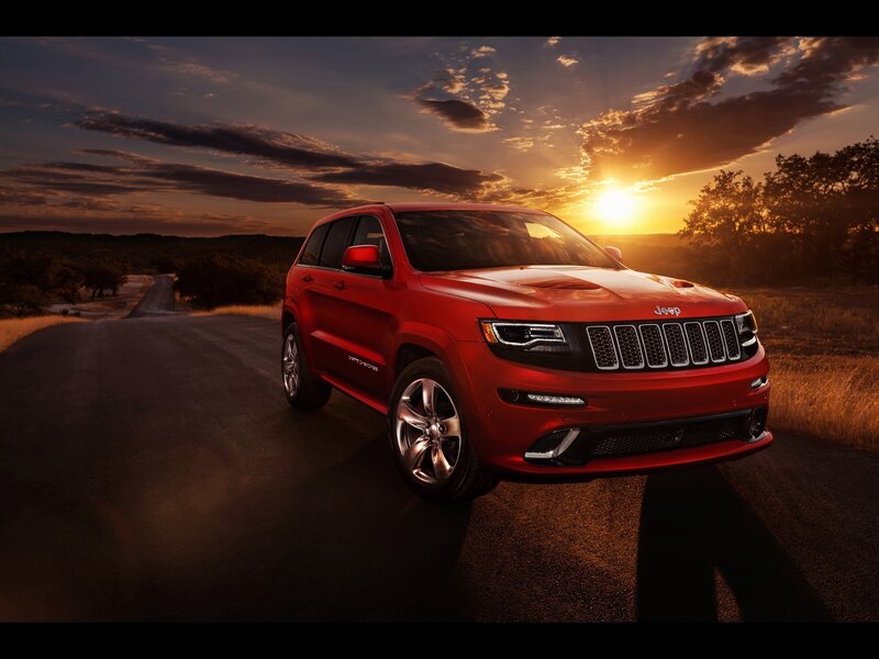 Red Jeep Suv — Dramatic, Sunset