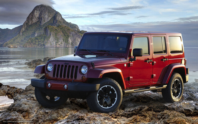 Red Jeep Wrangler — Dramatic, Sunset, Photograph, Mountain