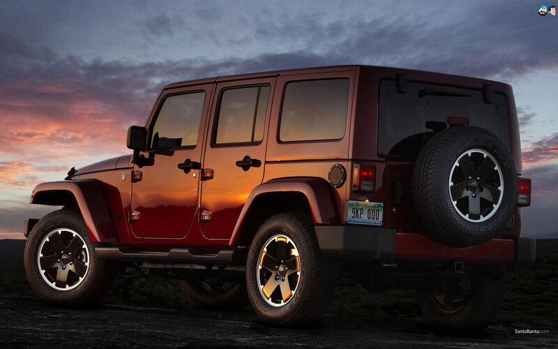 Red Jeep Wrangler — Dramatic