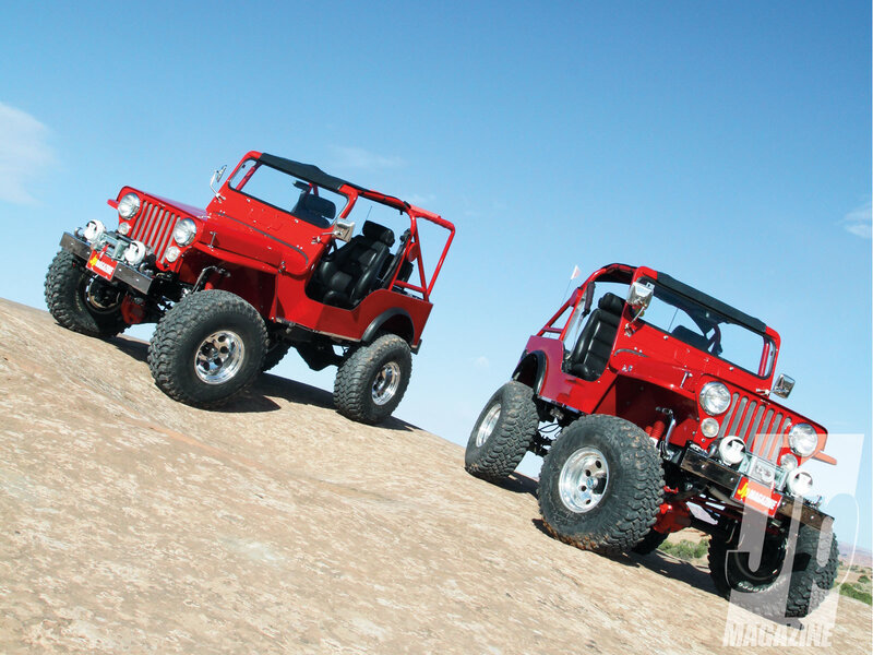 Red Jeeps on Hill