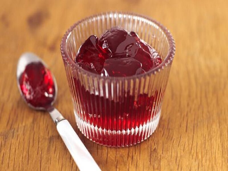 Red Jelly in Glass Cup