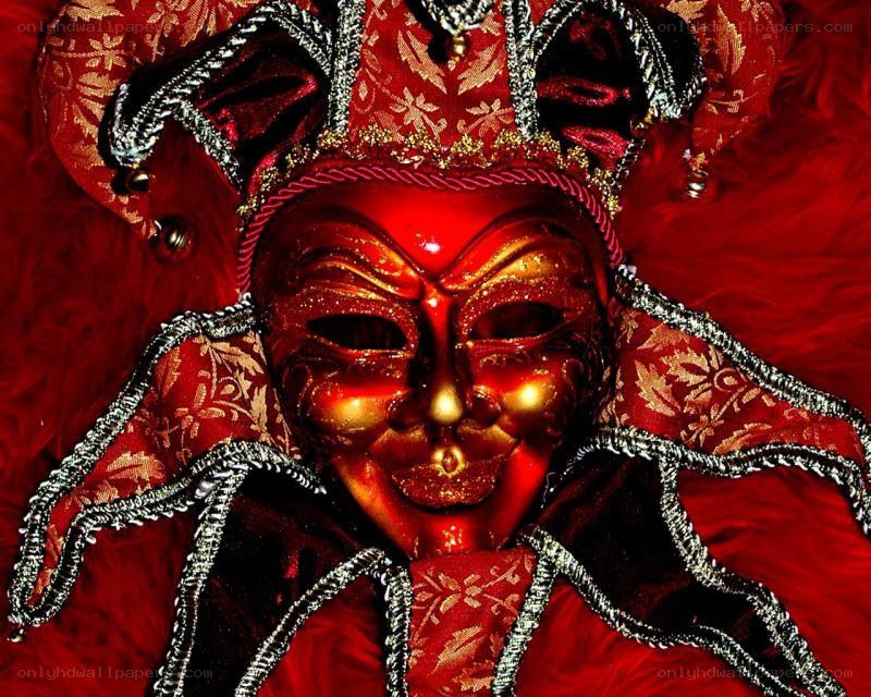 red jester mask costume