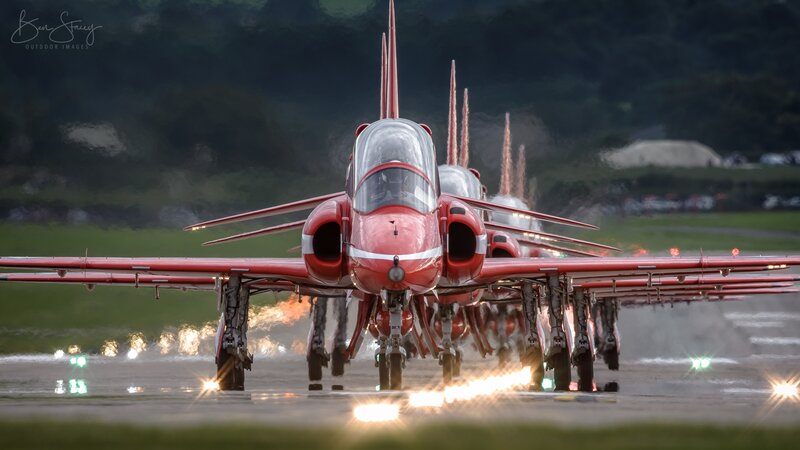 Red Jet Aircraft — Dramatic, Night