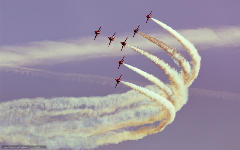 Red Jet Planes in Formation