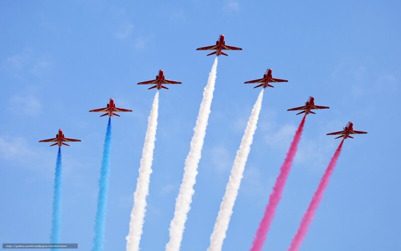 Red Jets in Formation — Blue