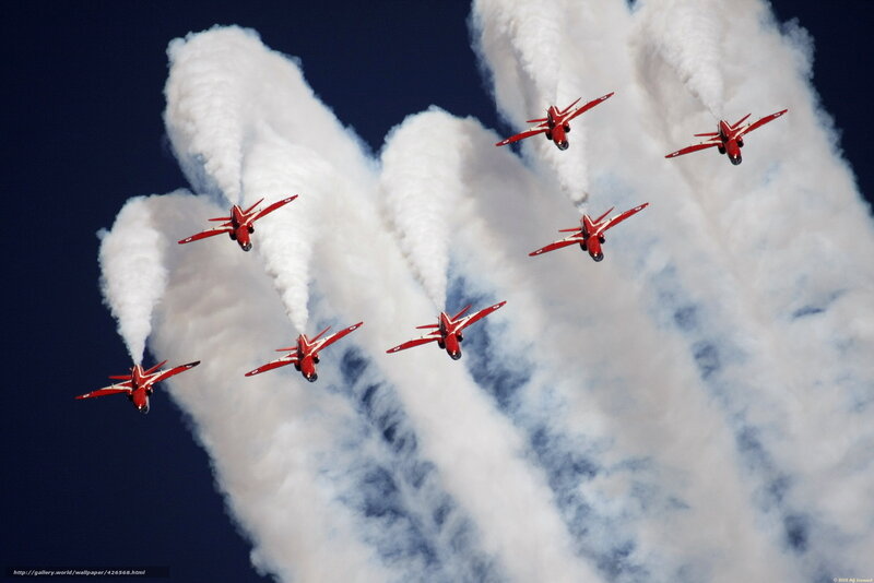 Red Jets in Formation — Dramatic