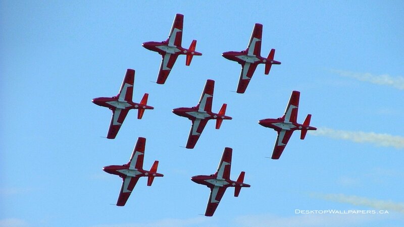 Red Jets in Formation — Dynamic, Afternoon