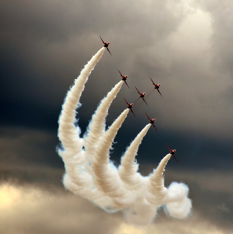 Red Jets in Formation — White