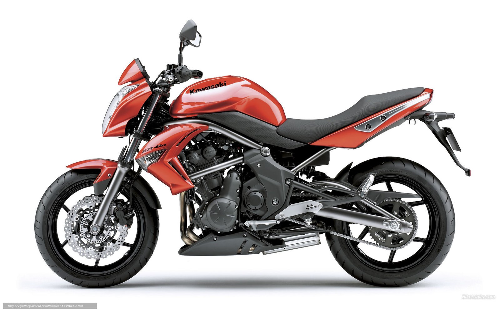 Red Kawasaki ER-6n motorcycle
