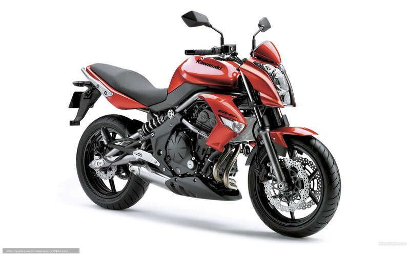 Red Kawasaki Motorcycle — Neutral, Photograph