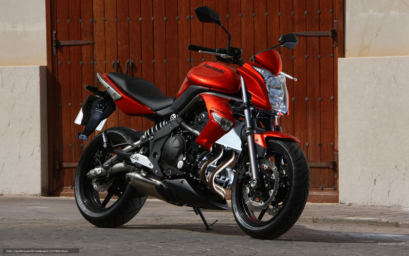 Red Kawasaki motorcycle parked