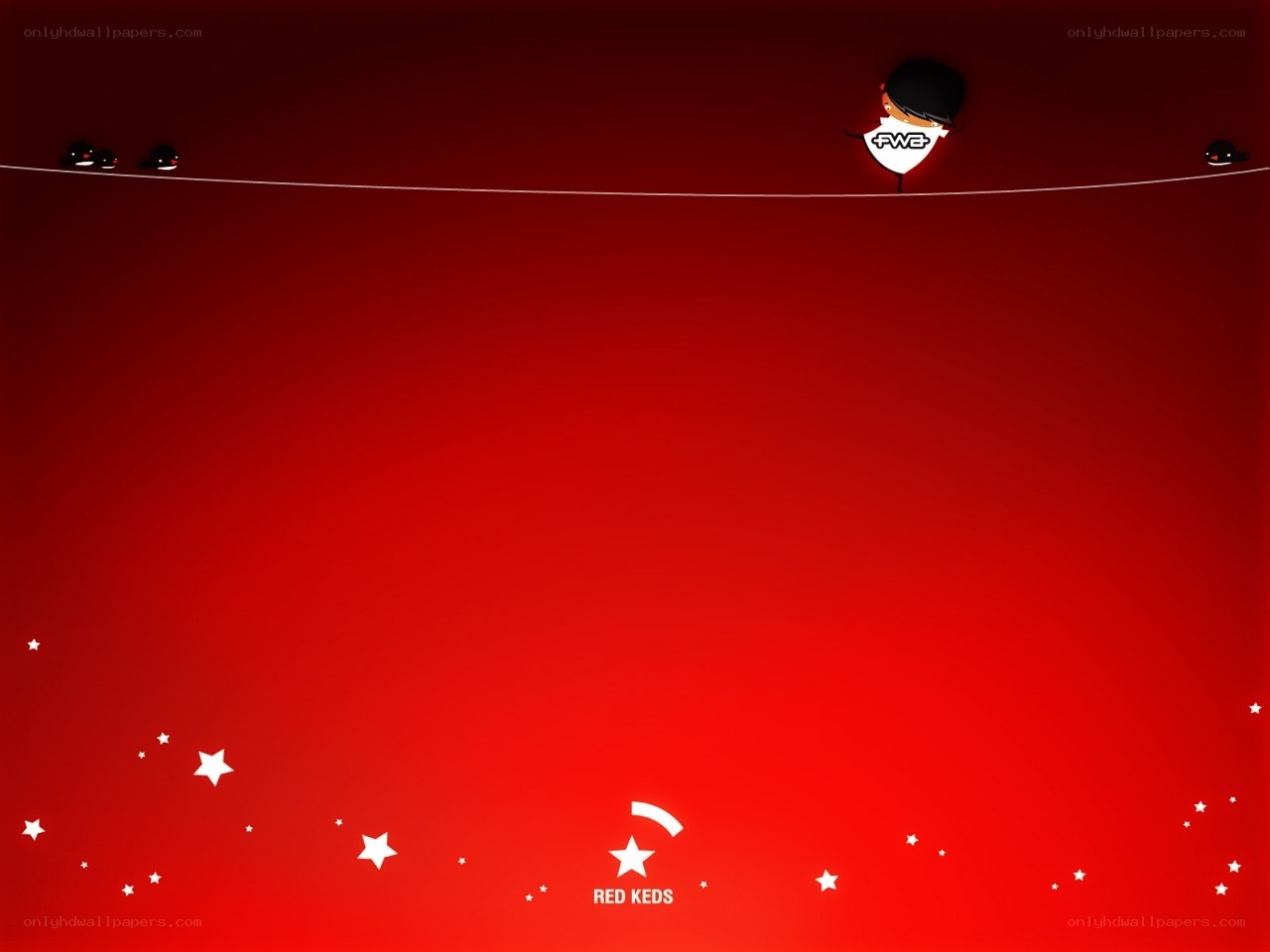 Red Keds character on a tightrope