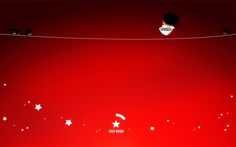 Red Keds character on a wire