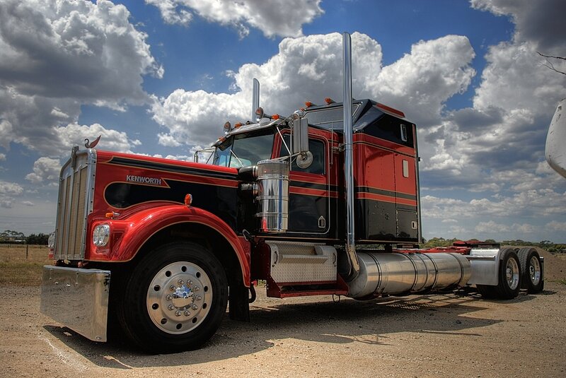 Red Kenworth semi-truck