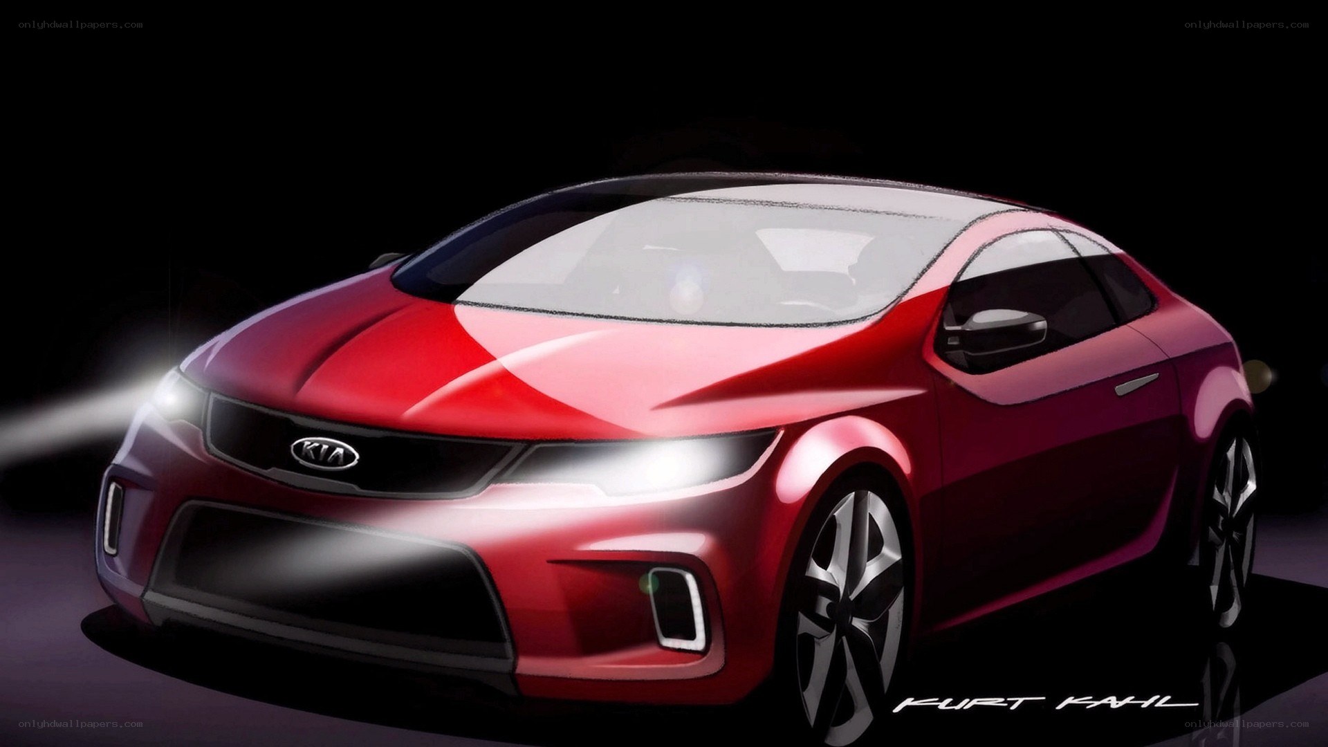 Red Kia concept car sketch