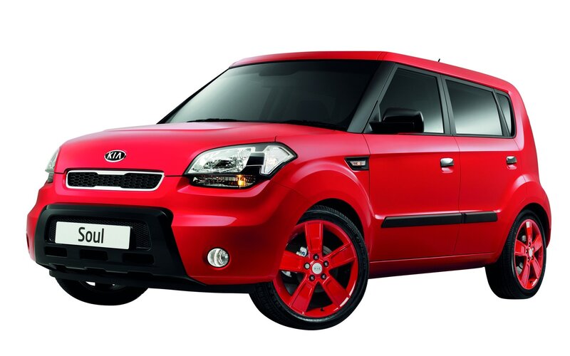 Red Kia Soul car
