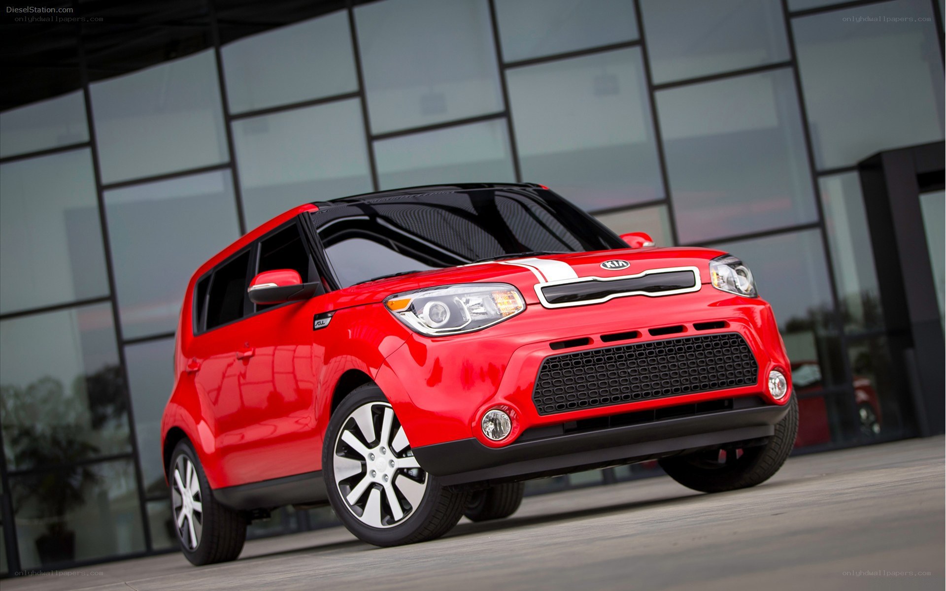 Red Kia Soul car