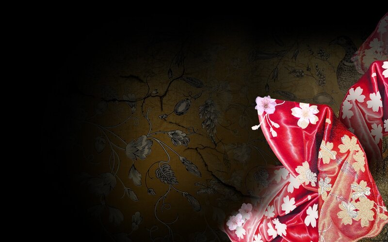 red kimono with floral pattern