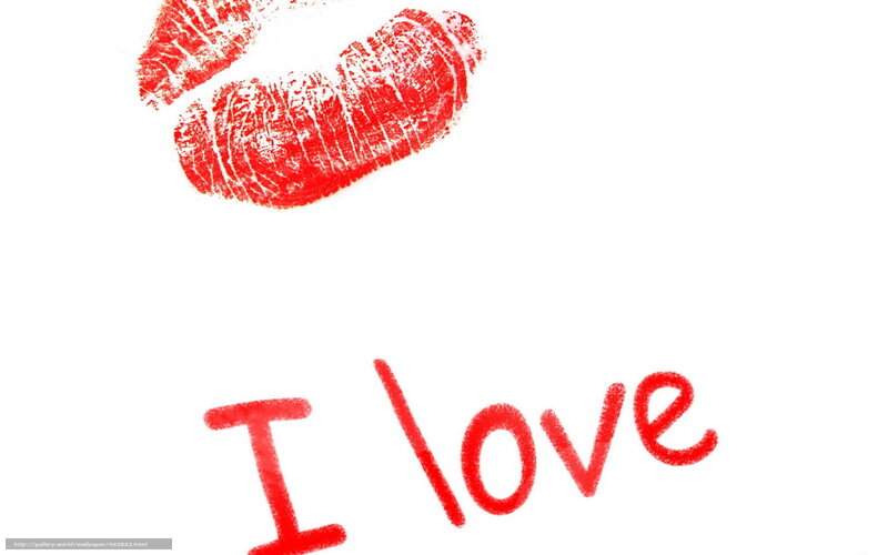 red kiss and I love text