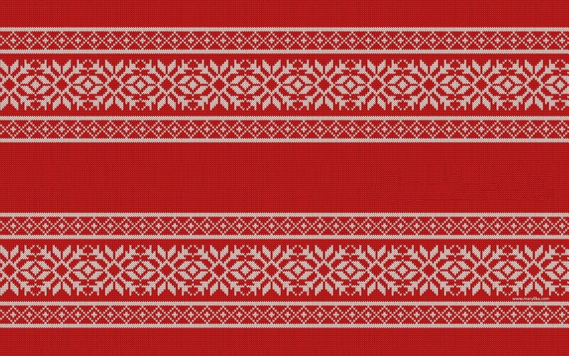 red knit pattern with white design