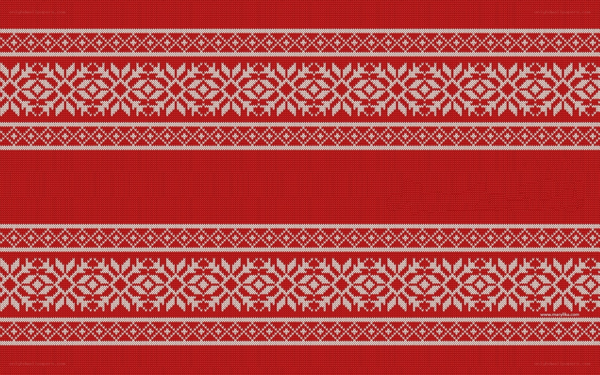 red knit pattern with white design
