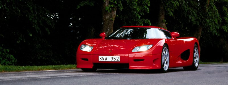 Red Koenigsegg CC on a road