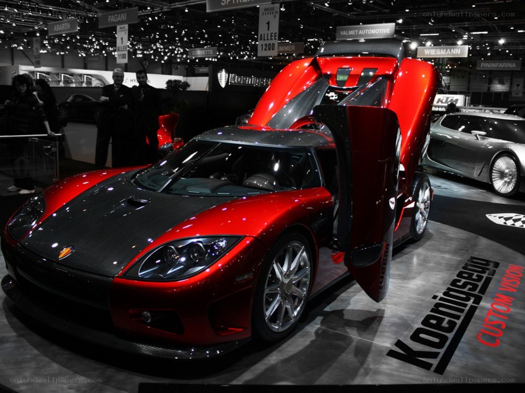 Red Koenigsegg on display
