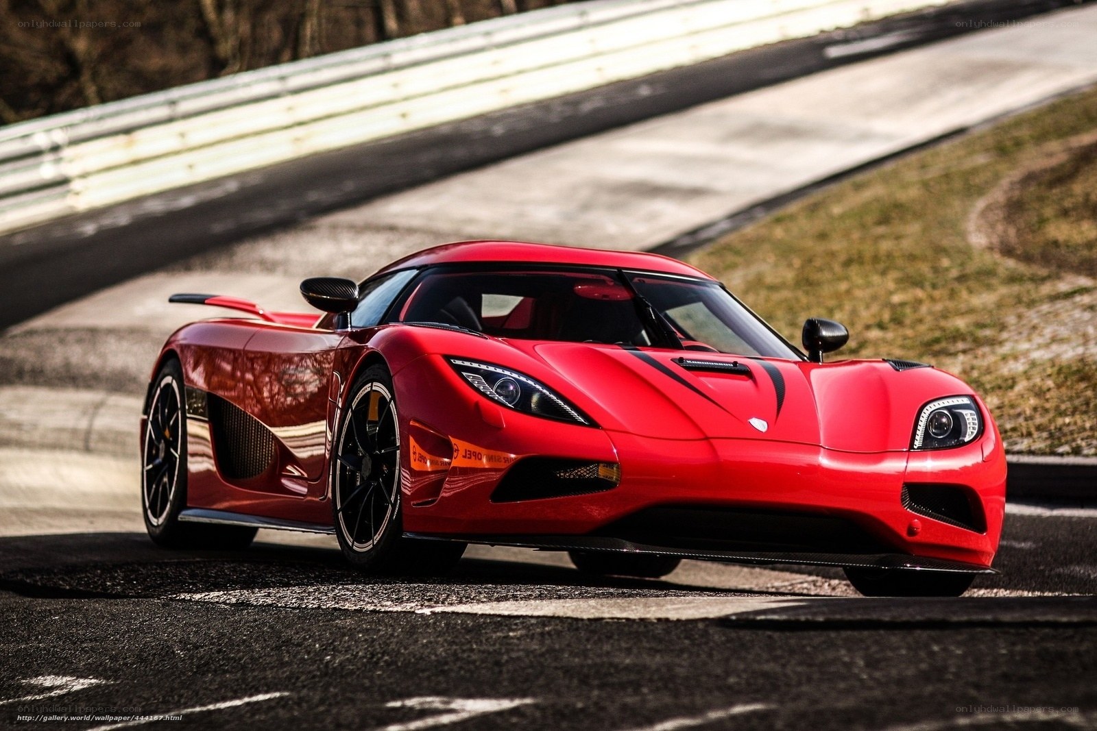 Red Koenigsegg on racetrack