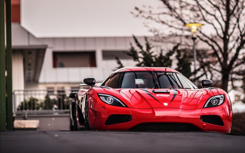 Red Koenigsegg sports car