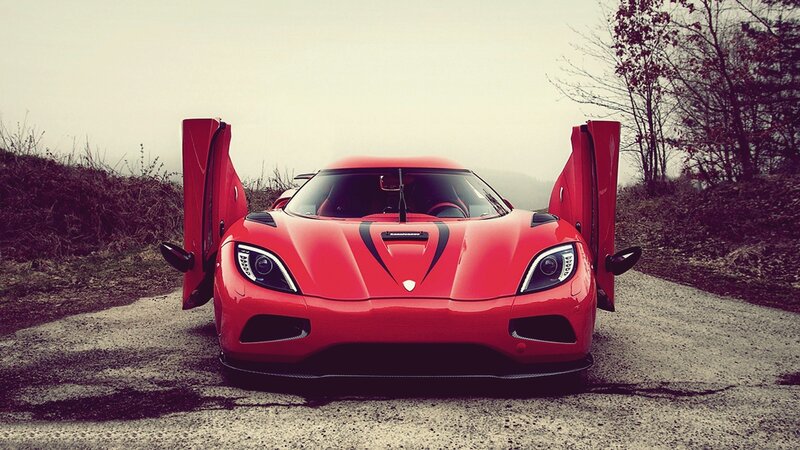 Red Koenigsegg sports car