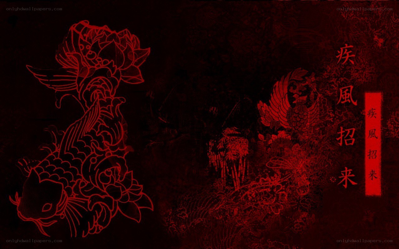 red koi fish and lotus design