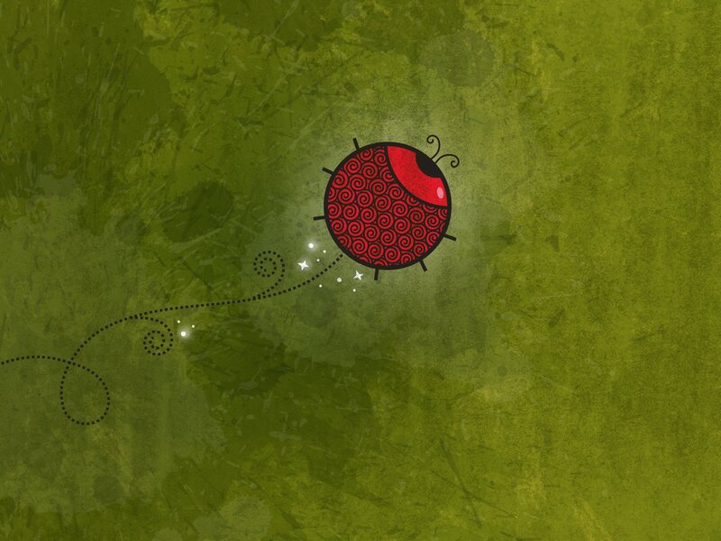 Red Ladybug on Green