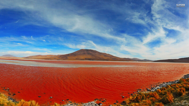 Red Lake with Mountains